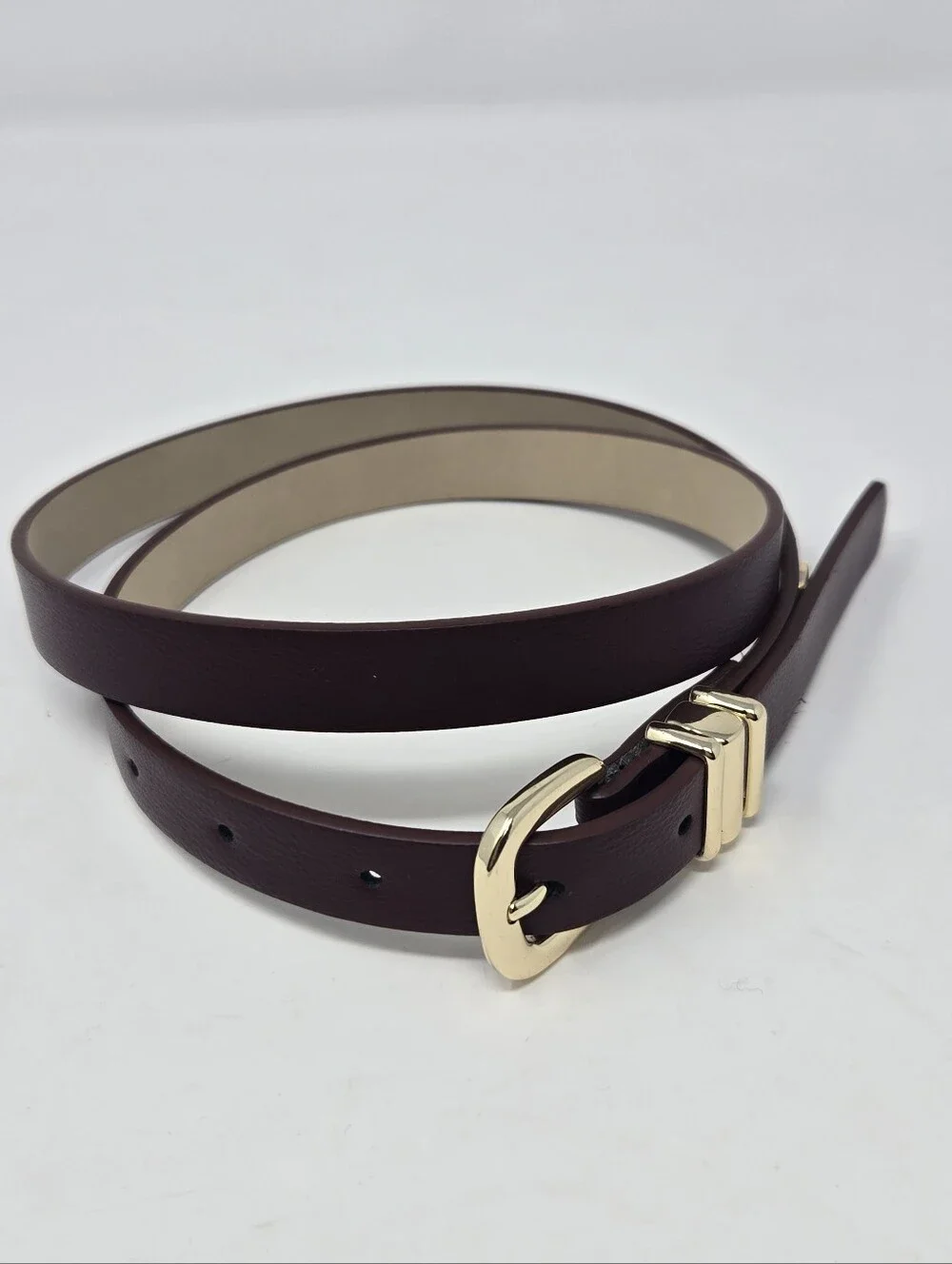 STEVE MADDEN MAROON OXBLOOD SKINNY BELT GOLD HARDWARE WOMEN OS DARK ACADEMIA